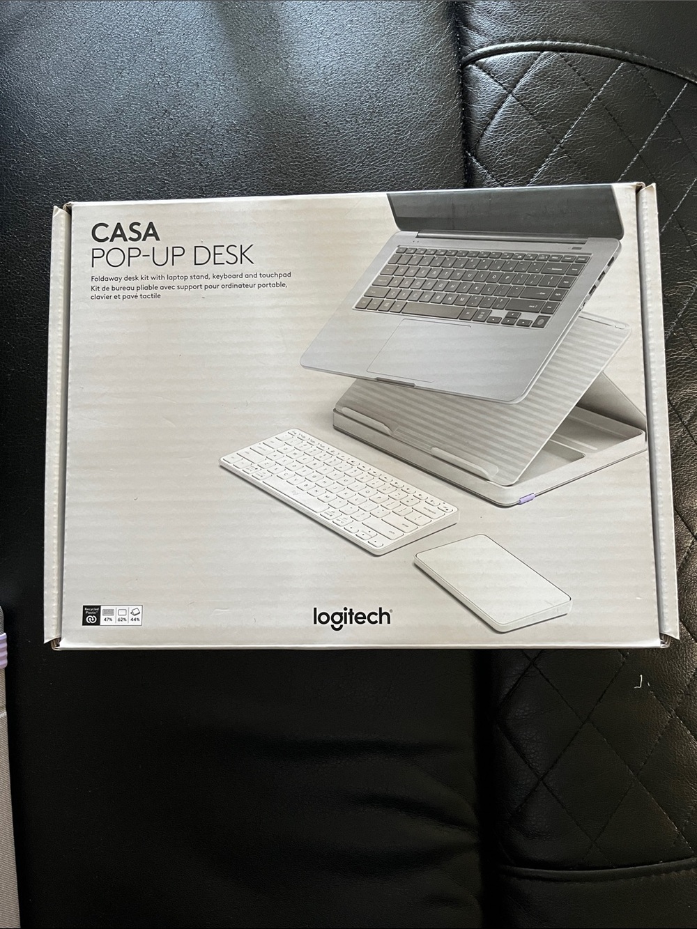 Tablet or laptop stand with wireless keyboard and mouse